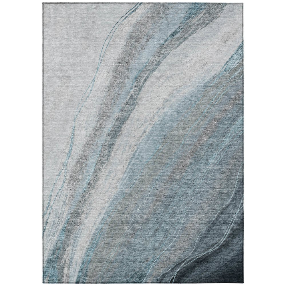Machine Washable Indoor/Outdoor Chantille ACN2036 Teal 10 x 14 Rug