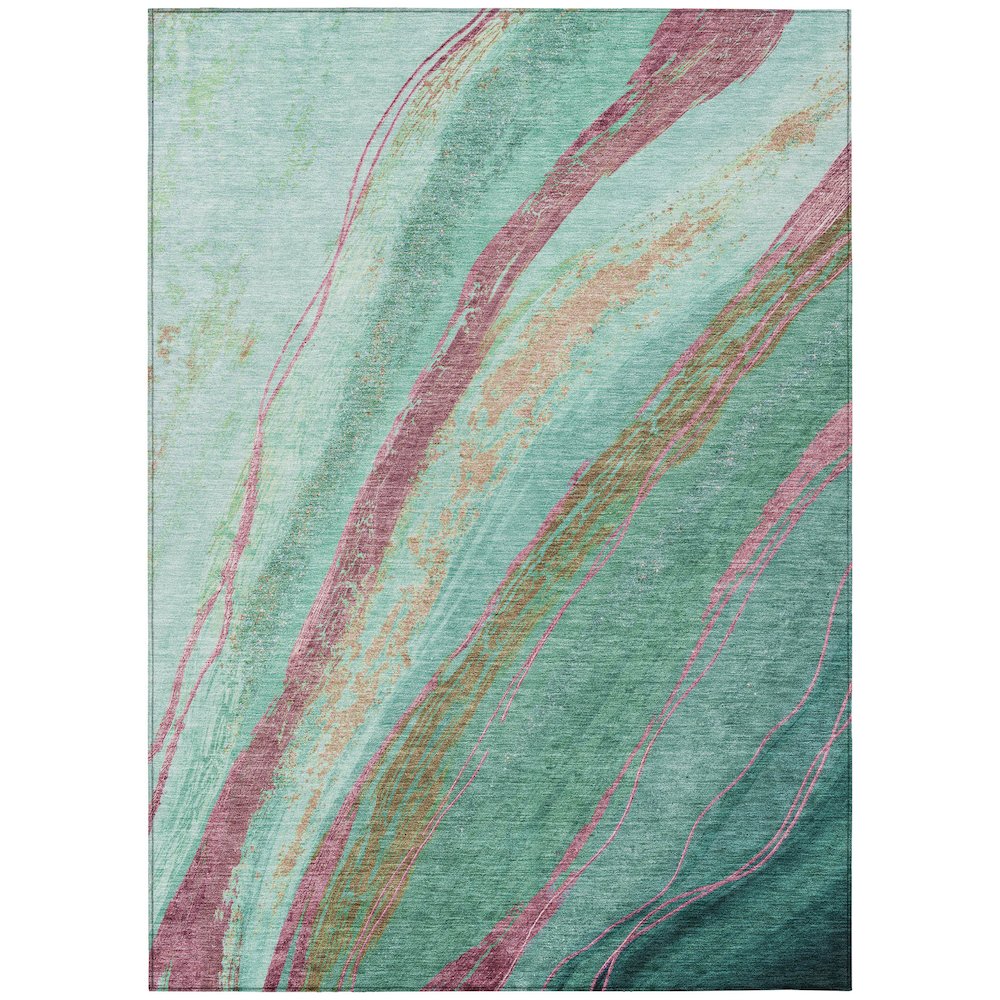 Machine Washable Indoor/Outdoor Chantille ACN2037 Green 10 x 14 Rug