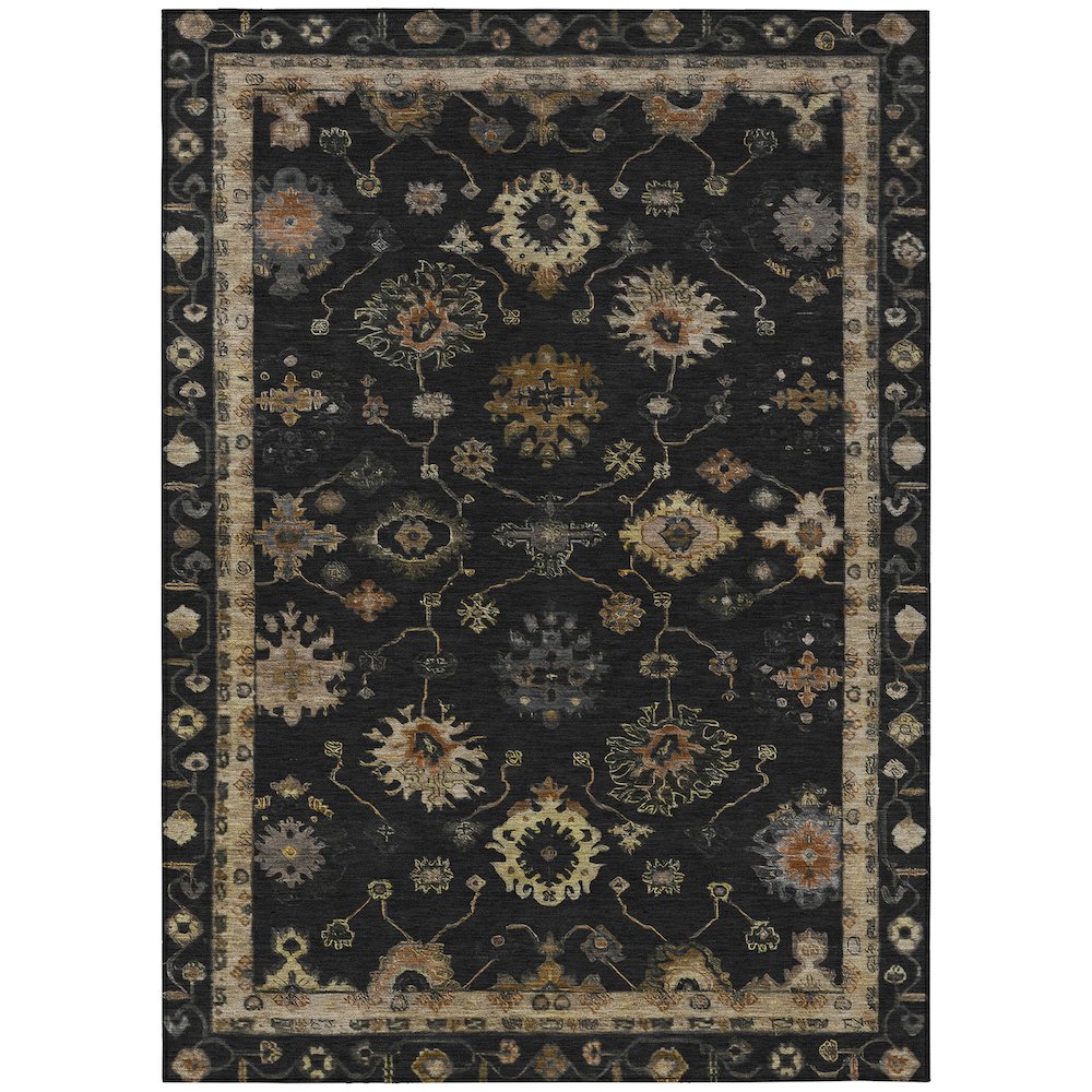 Machine Washable Indoor/Outdoor Chantille ACN2045 Black 10 x 14 Rug