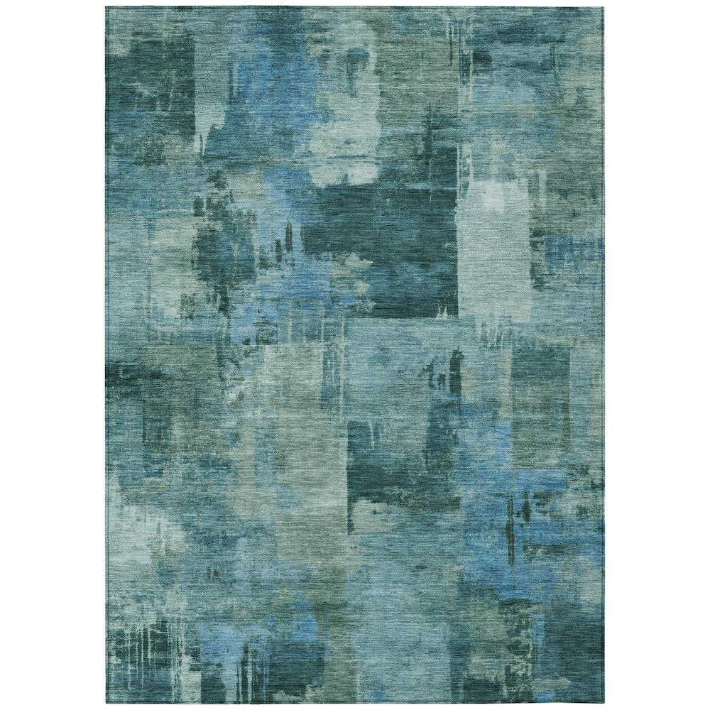 Machine Washable Indoor/Outdoor Chantille ACN2069 Teal 10 x 14 Rug