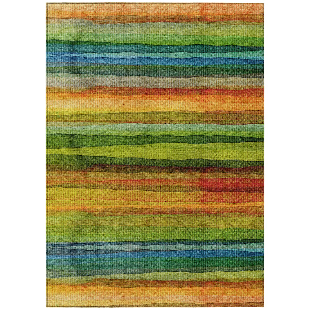 Machine Washable Indoor/Outdoor Chantille ACN2093 Green 10 x 14 Rug