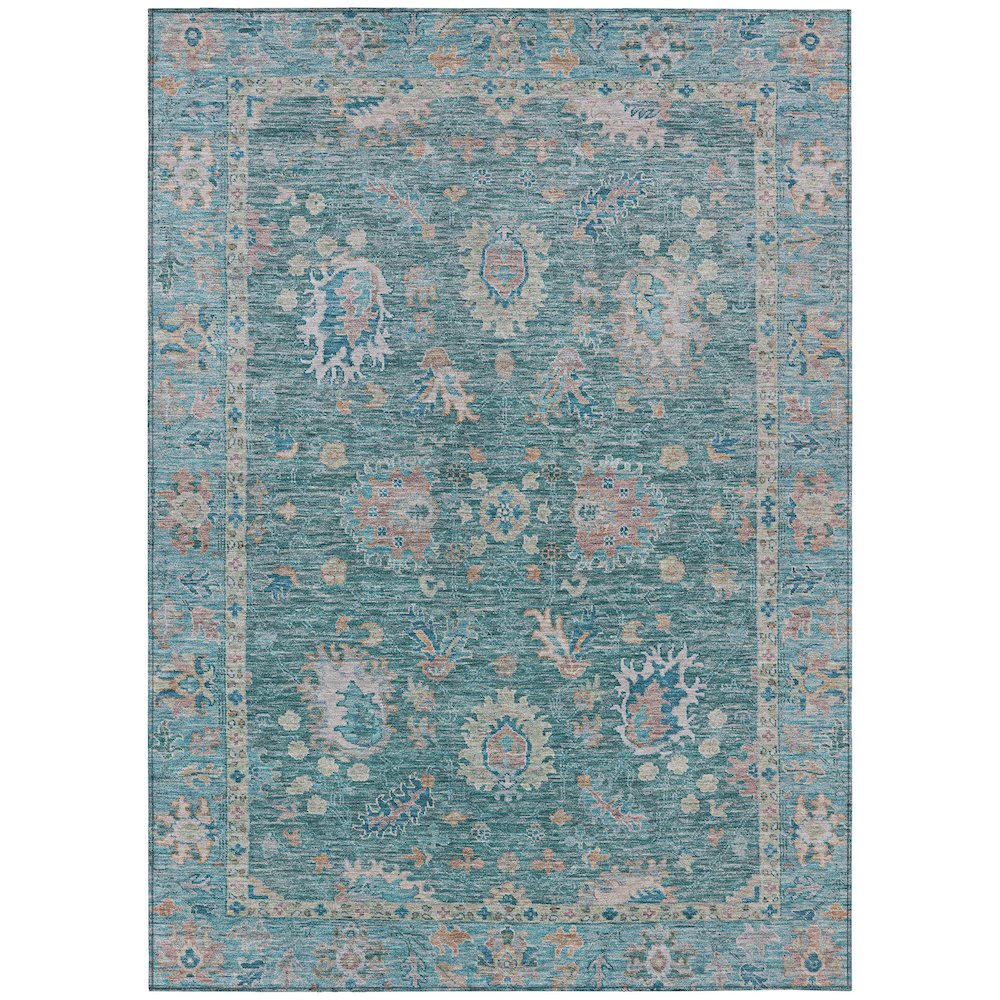 Machine Washable Indoor/Outdoor Chantille ACN2104 Teal 10 x 14 Rug