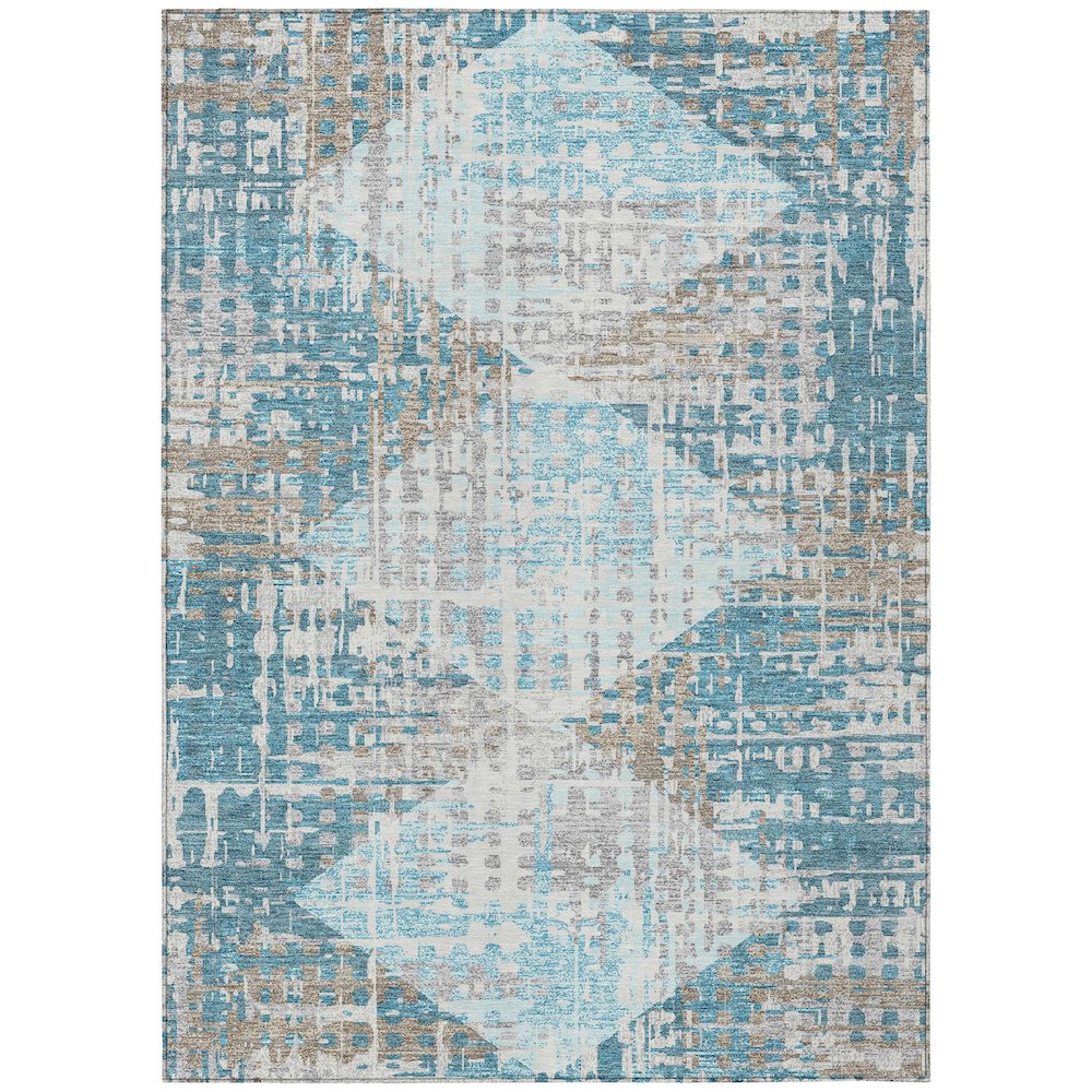 Machine Washable Indoor/Outdoor Chantille ACN2116 Teal 10 x 14 Rug