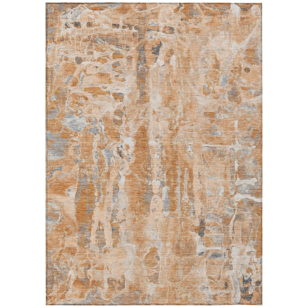 Machine Washable Indoor/Outdoor Chantille ACN2120 Orange 10 x 14 Rug