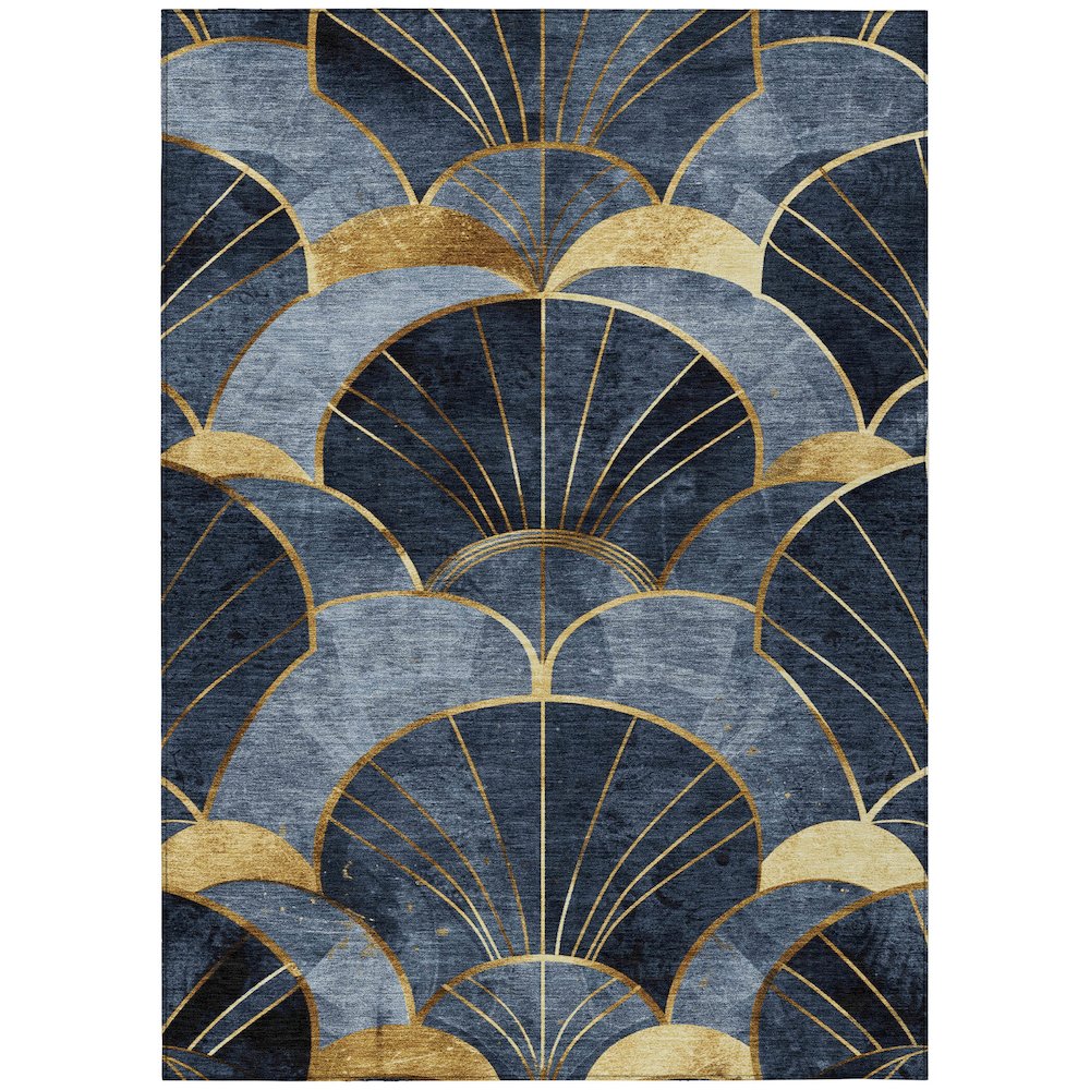 Machine Washable Indoor/Outdoor Chantille ACN2221 Navy 10 x 14 Rug