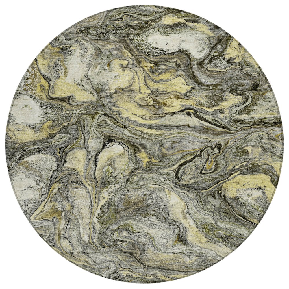 Machine Washable Indoor/Outdoor Chantille ACN2017 Pewter 8 x 8 Round Rug