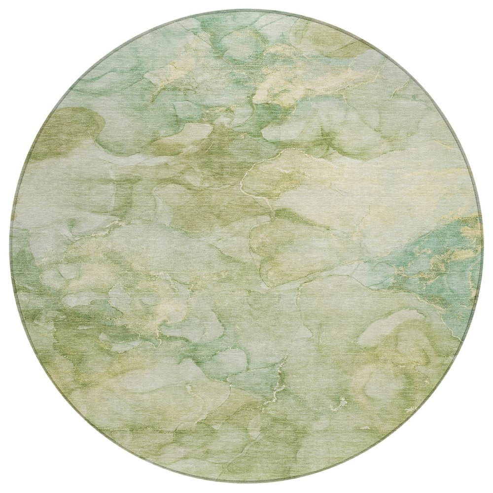 Machine Washable Indoor/Outdoor Chantille ACN2018 Aloe 8 x 8 Round Rug