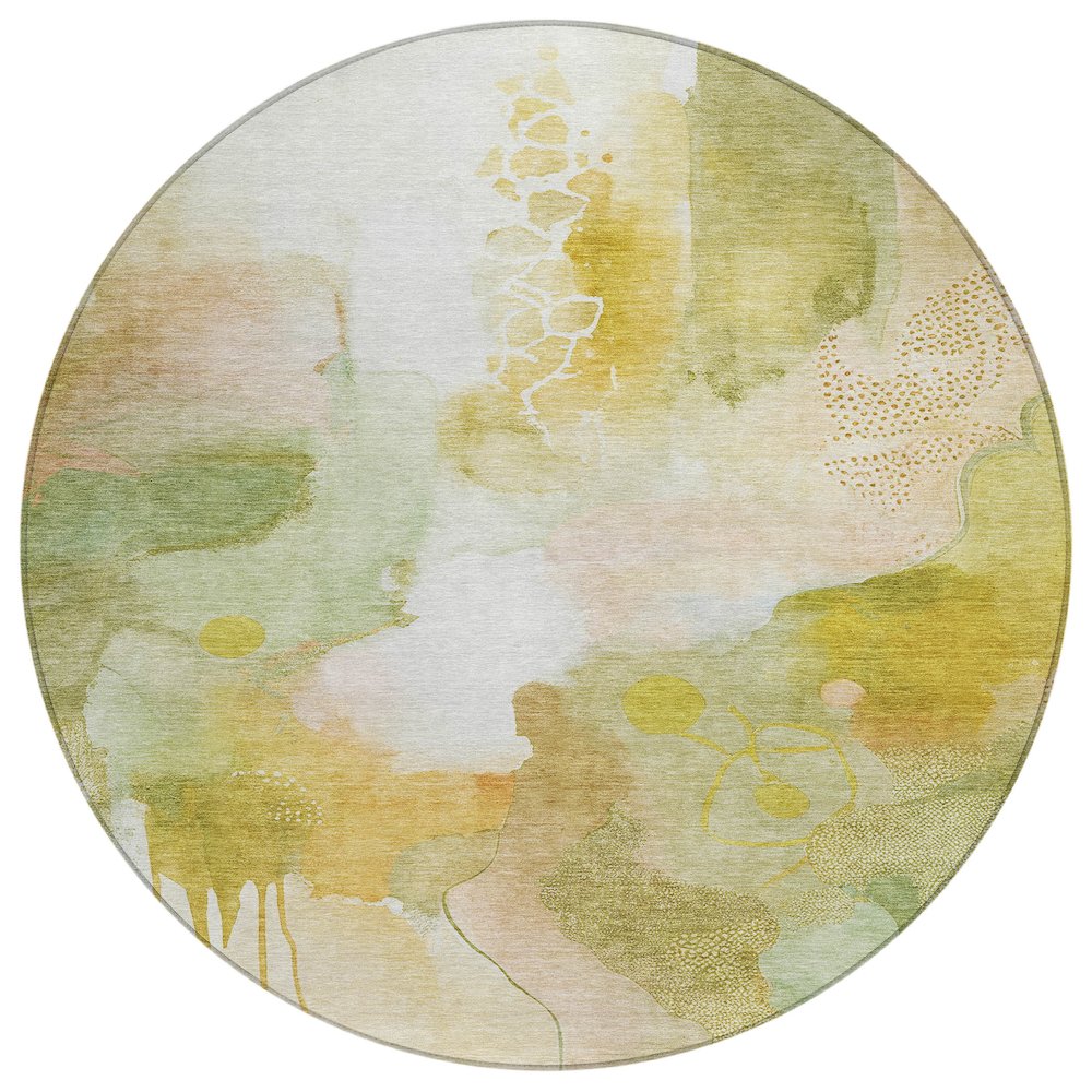 Machine Washable Indoor/Outdoor Chantille ACN2019 Fern 8 x 8 Round Rug