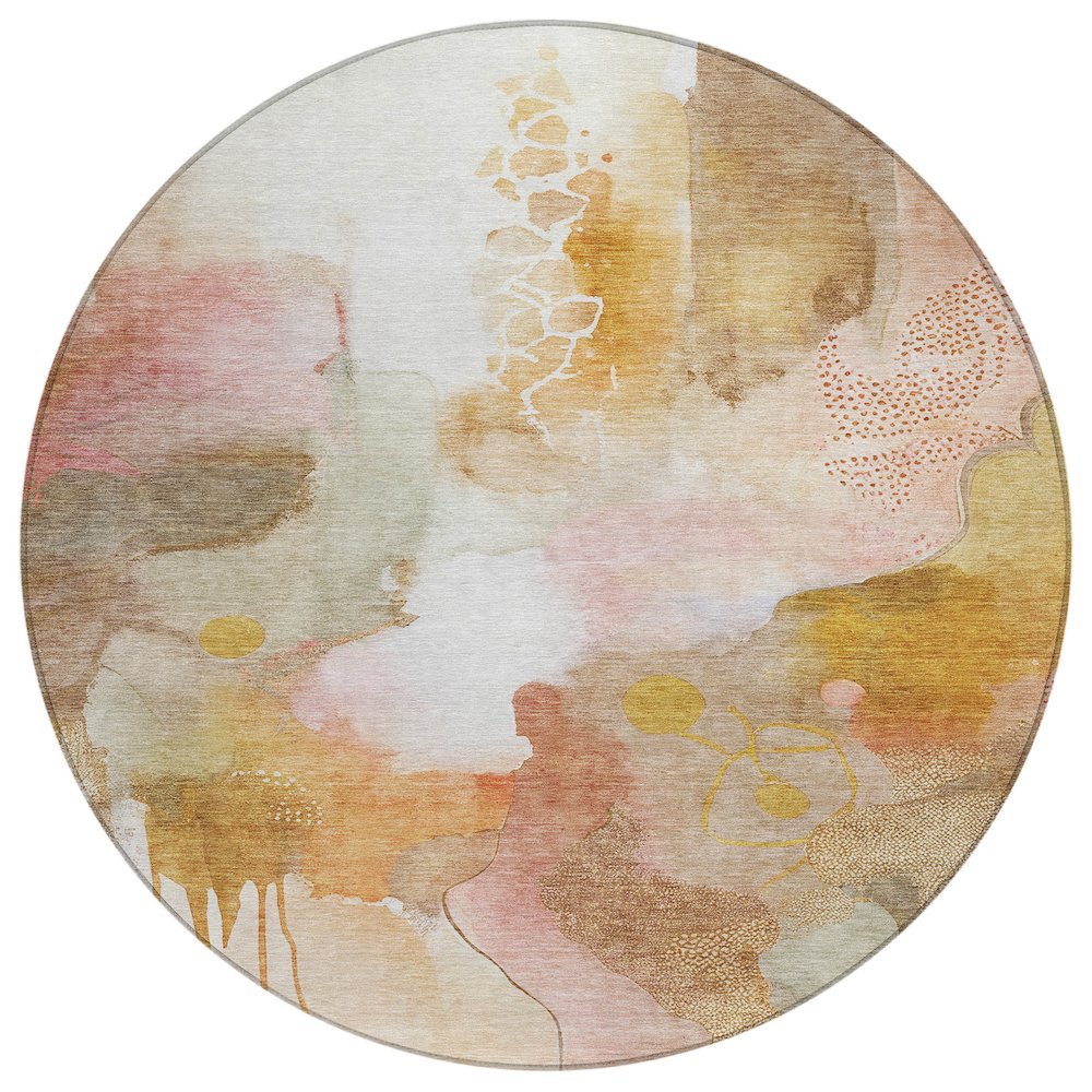 Machine Washable Indoor/Outdoor Chantille ACN2019 Mauve 8 x 8 Round Rug