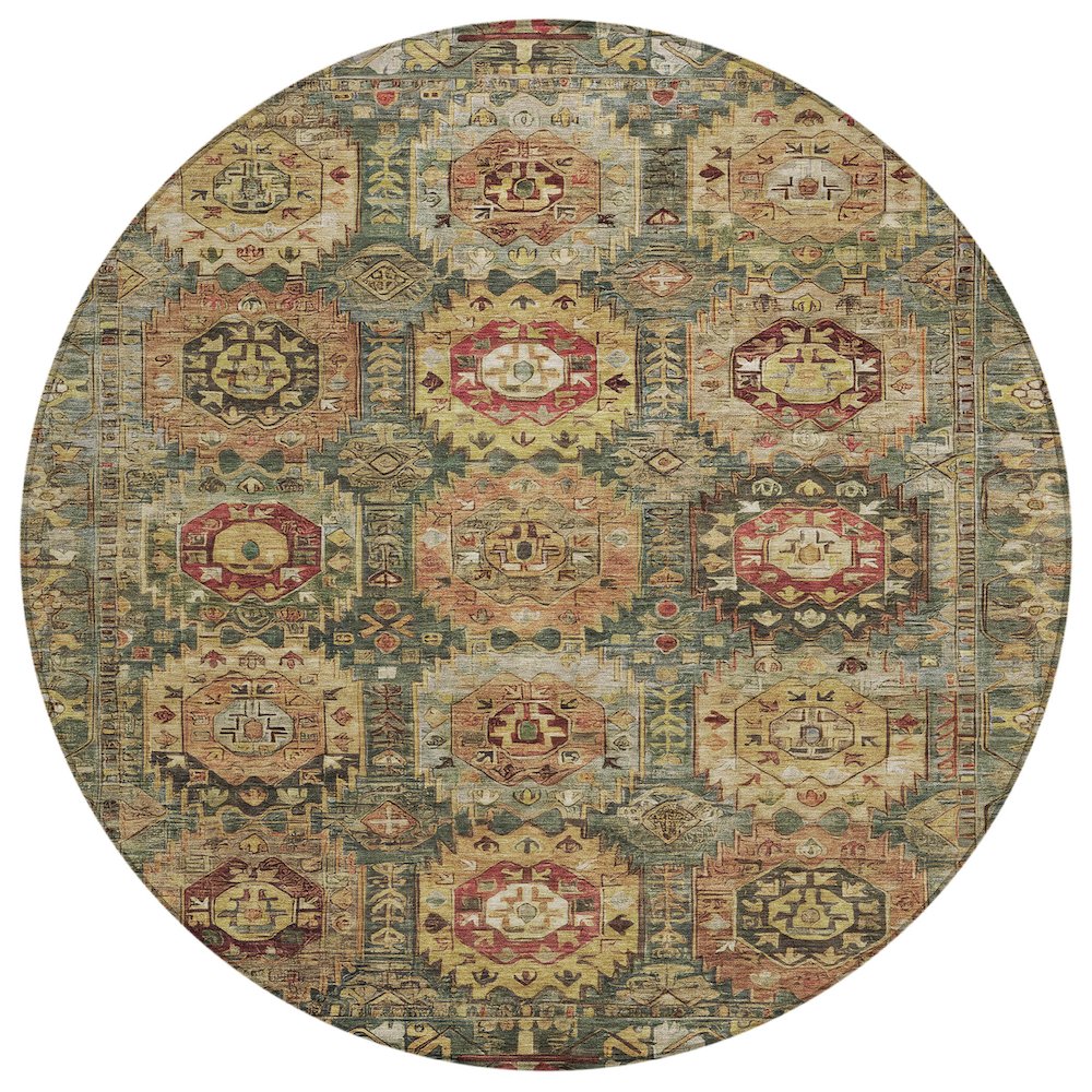 Machine Washable Indoor/Outdoor Chantille ACN2024 Aloe 8 x 8 Round Rug