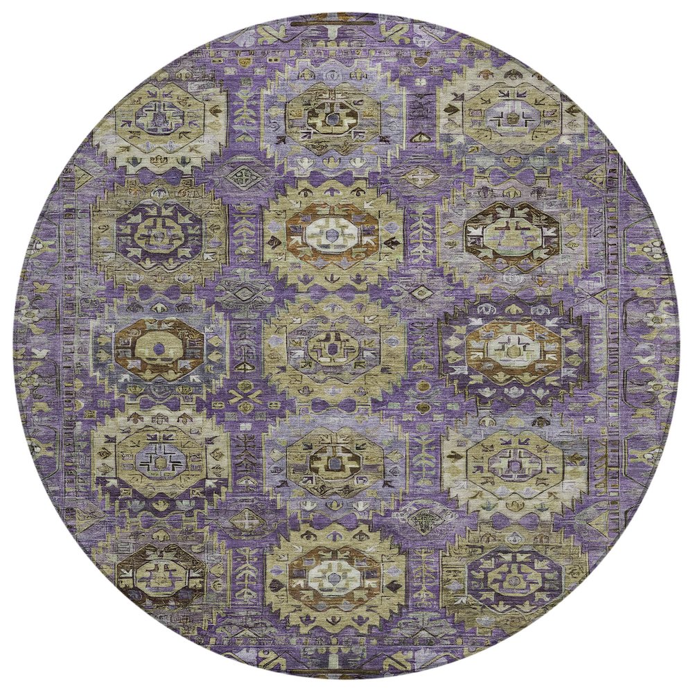 Machine Washable Indoor/Outdoor Chantille ACN2024 Eggplant 8 x 8 Round Rug