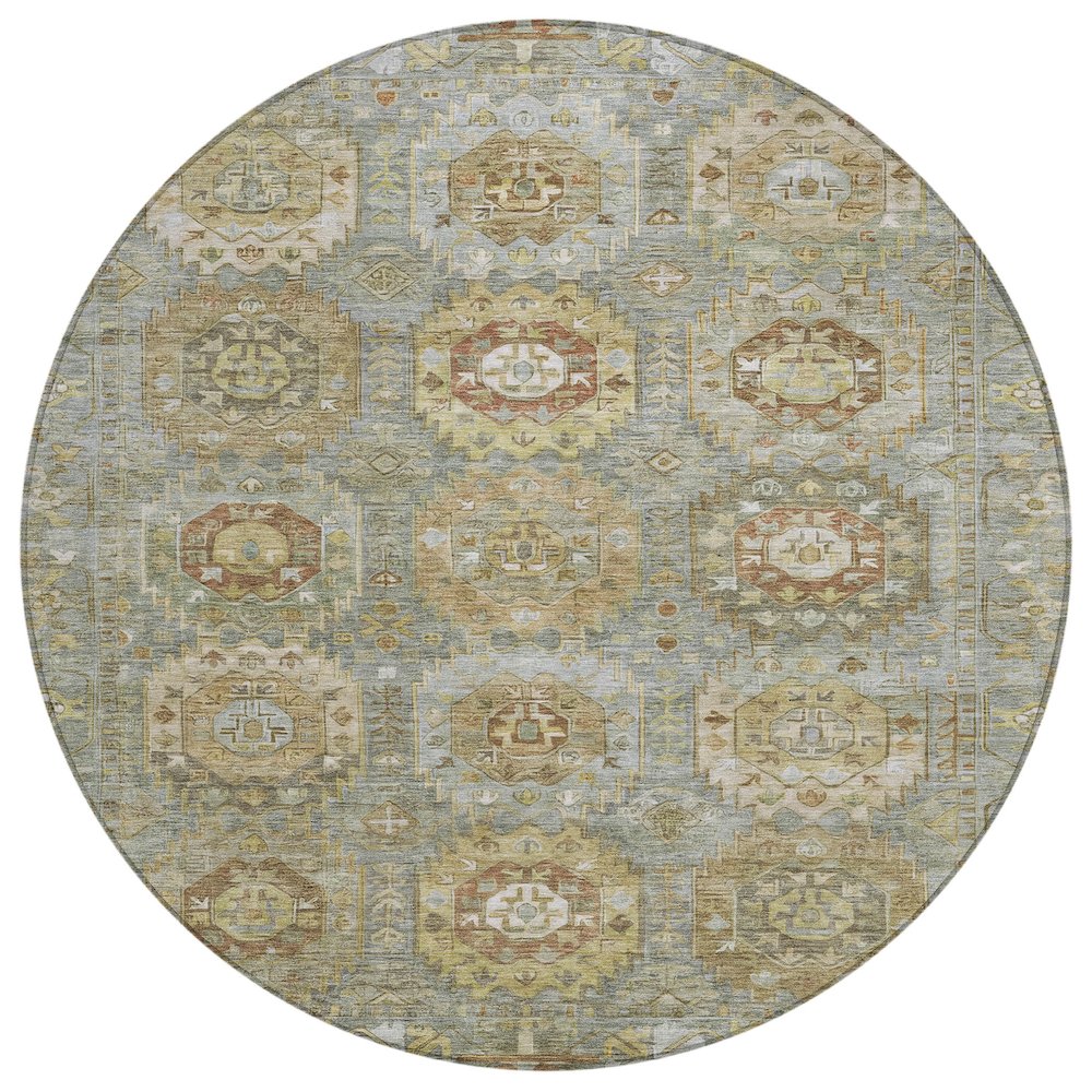 Machine Washable Indoor/Outdoor Chantille ACN2024 Sage 8 x 8 Round Rug
