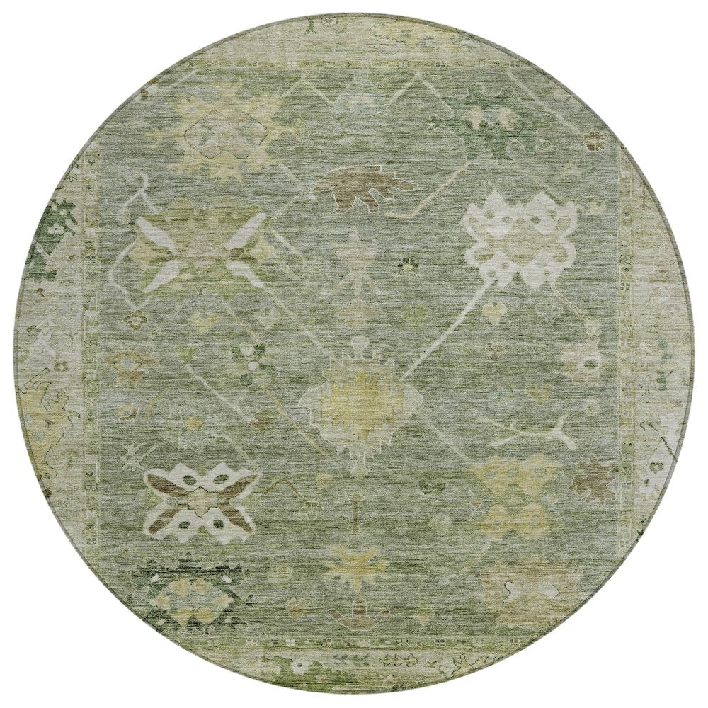 Machine Washable Indoor/Outdoor Chantille ACN2025 Sage 8 x 8 Round Rug