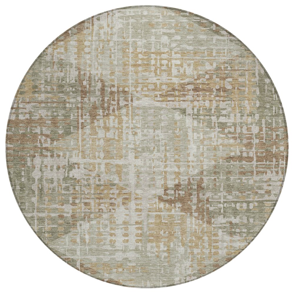 Machine Washable Indoor/Outdoor Chantille ACN2026 Aloe 8 x 8 Round Rug