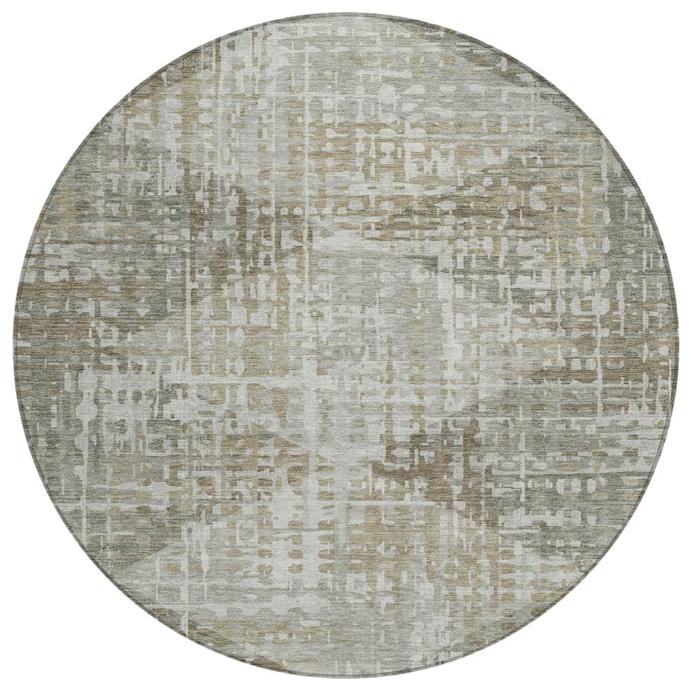 Machine Washable Indoor/Outdoor Chantille ACN2026 Pewter 8 x 8 Round Rug