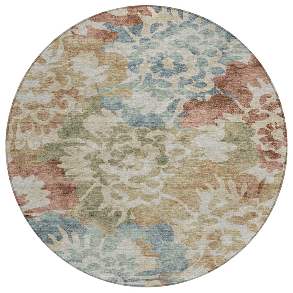 Machine Washable Indoor/Outdoor Chantille ACN2028 Paprika 8 x 8 Round Rug