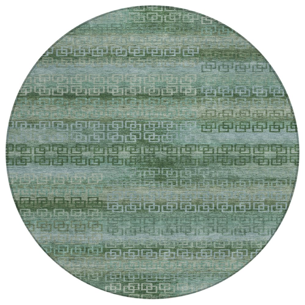 Machine Washable Indoor/Outdoor Chantille ACN2029 Aloe 8 x 8 Round Rug