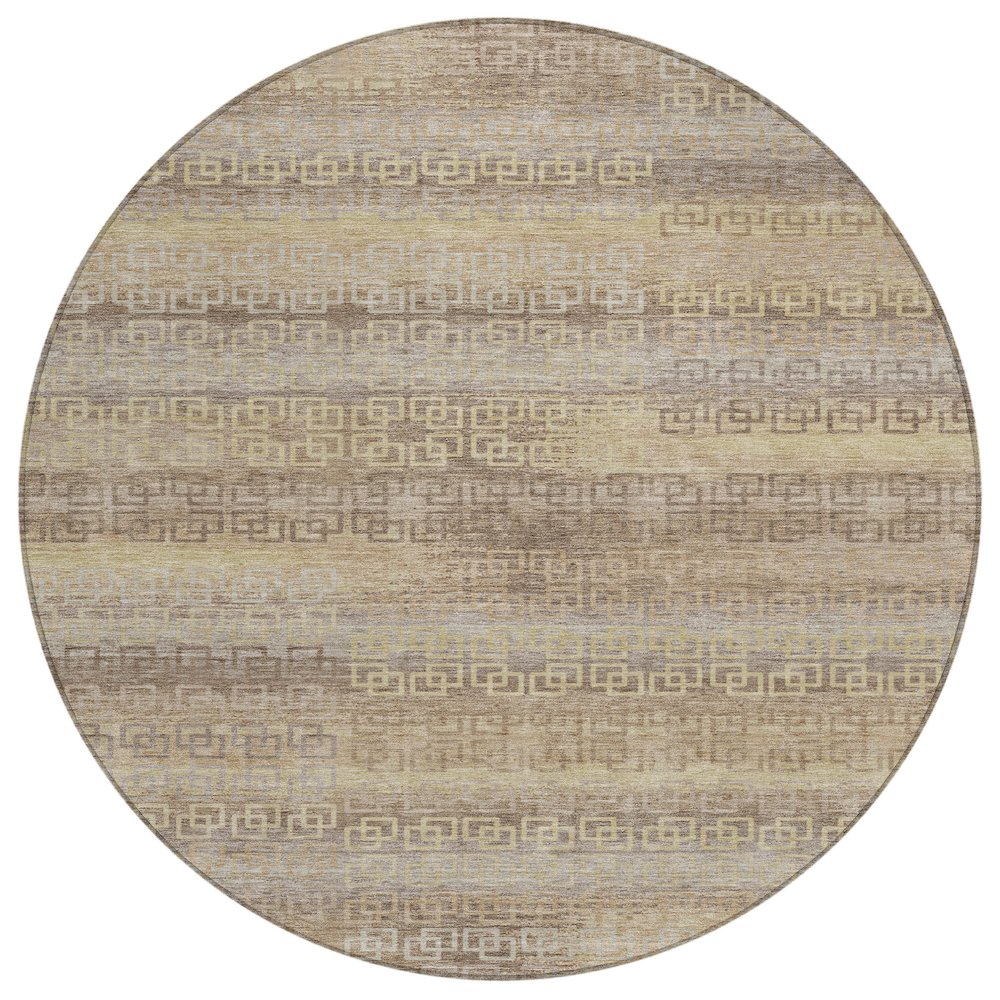 Machine Washable Indoor/Outdoor Chantille ACN2029 Beige 8 x 8 Round Rug