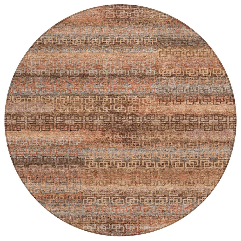 Machine Washable Indoor/Outdoor Chantille ACN2029 Copper 8 x 8 Round Rug