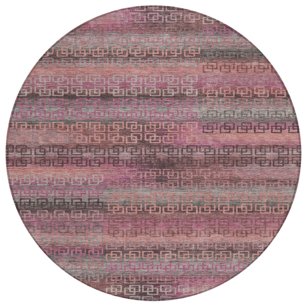 Machine Washable Indoor/Outdoor Chantille ACN2029 Pink 8 x 8 Round Rug
