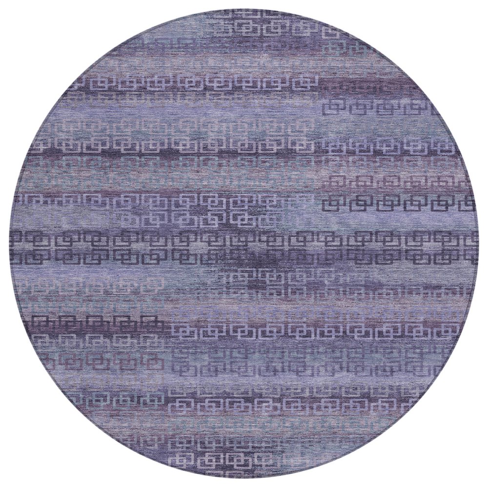 Machine Washable Indoor/Outdoor Chantille ACN2029 Plum 8 x 8 Round Rug