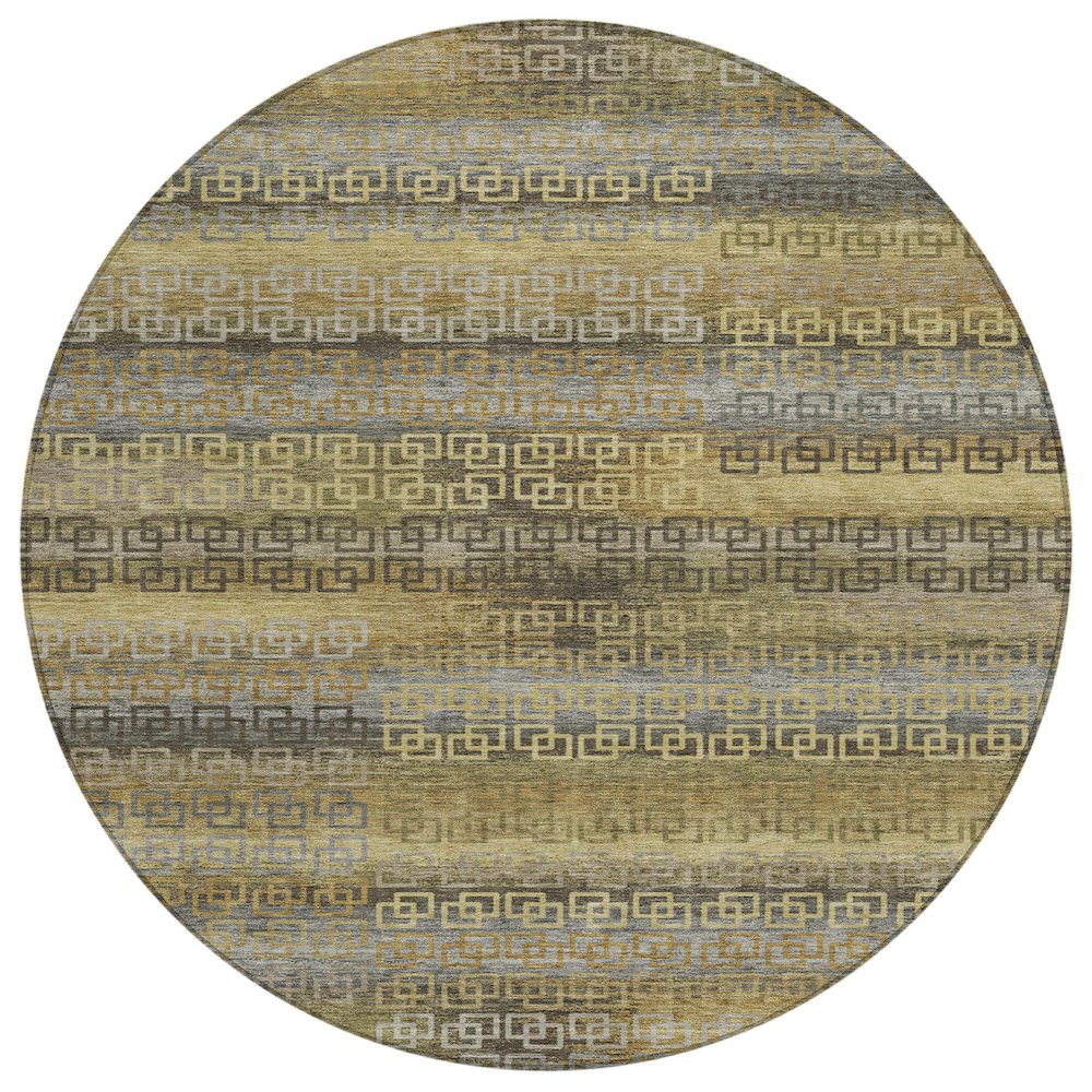 Machine Washable Indoor/Outdoor Chantille ACN2029 Wheat 8 x 8 Round Rug