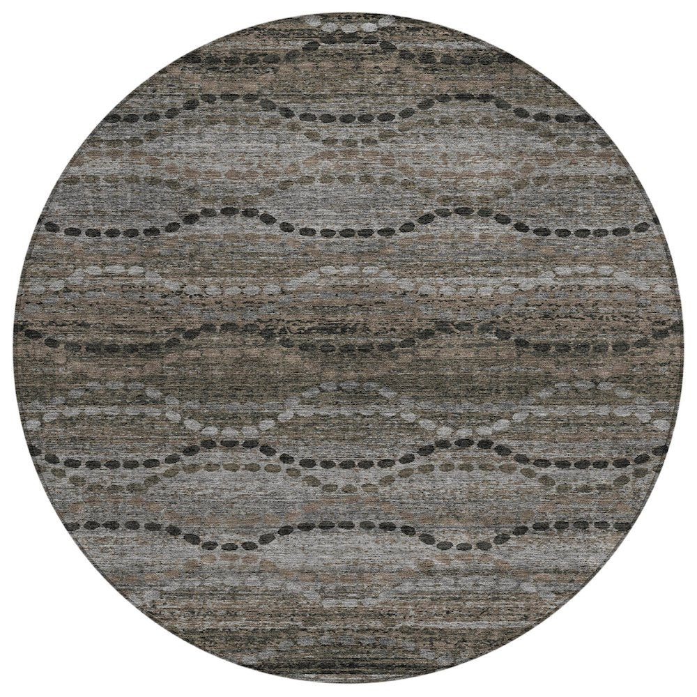 Machine Washable Indoor/Outdoor Chantille ACN2031 Chocolate 8 x 8 Round Rug