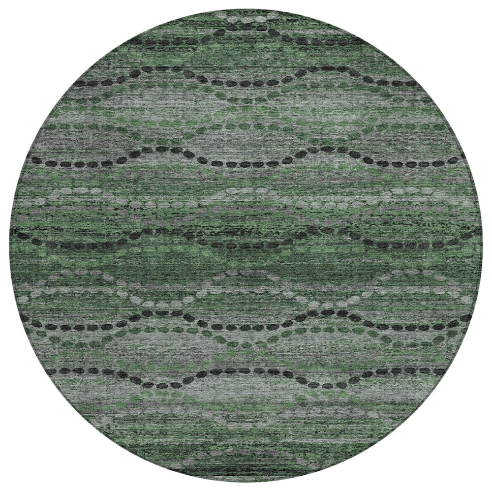 Machine Washable Indoor/Outdoor Chantille ACN2031 Olive 8 x 8 Round Rug