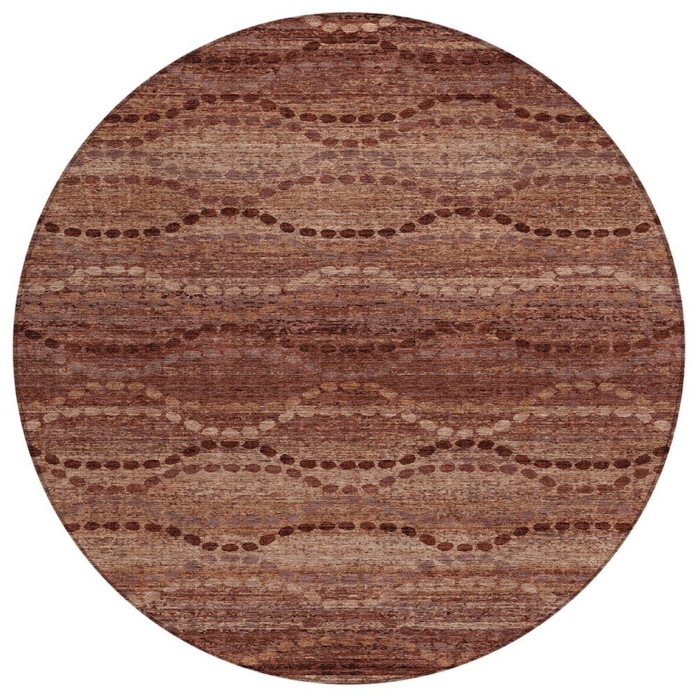 Machine Washable Indoor/Outdoor Chantille ACN2031 Paprika 8 x 8 Round Rug