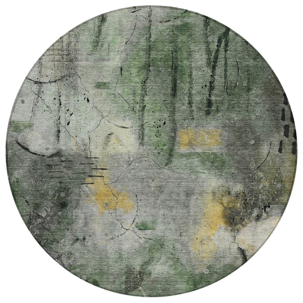 Machine Washable Indoor/Outdoor Chantille ACN2032 Pewter 8 x 8 Round Rug
