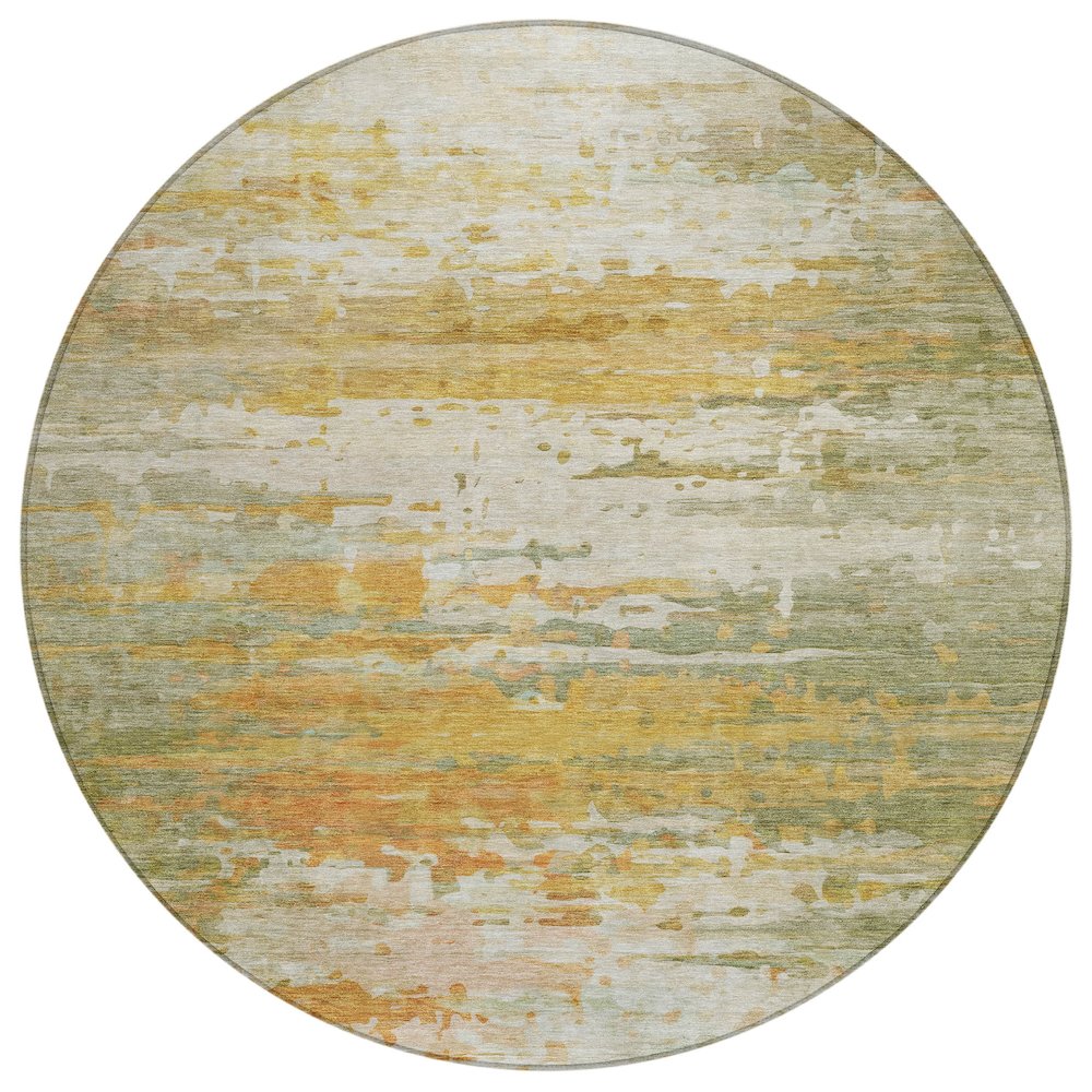 Machine Washable Indoor/Outdoor Chantille ACN2034 Aloe 8 x 8 Round Rug