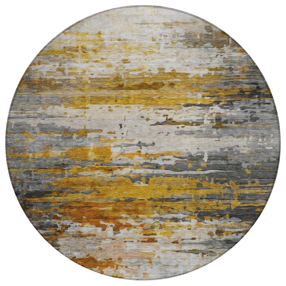 Machine Washable Indoor/Outdoor Chantille ACN2034 Copper 8 x 8 Round Rug