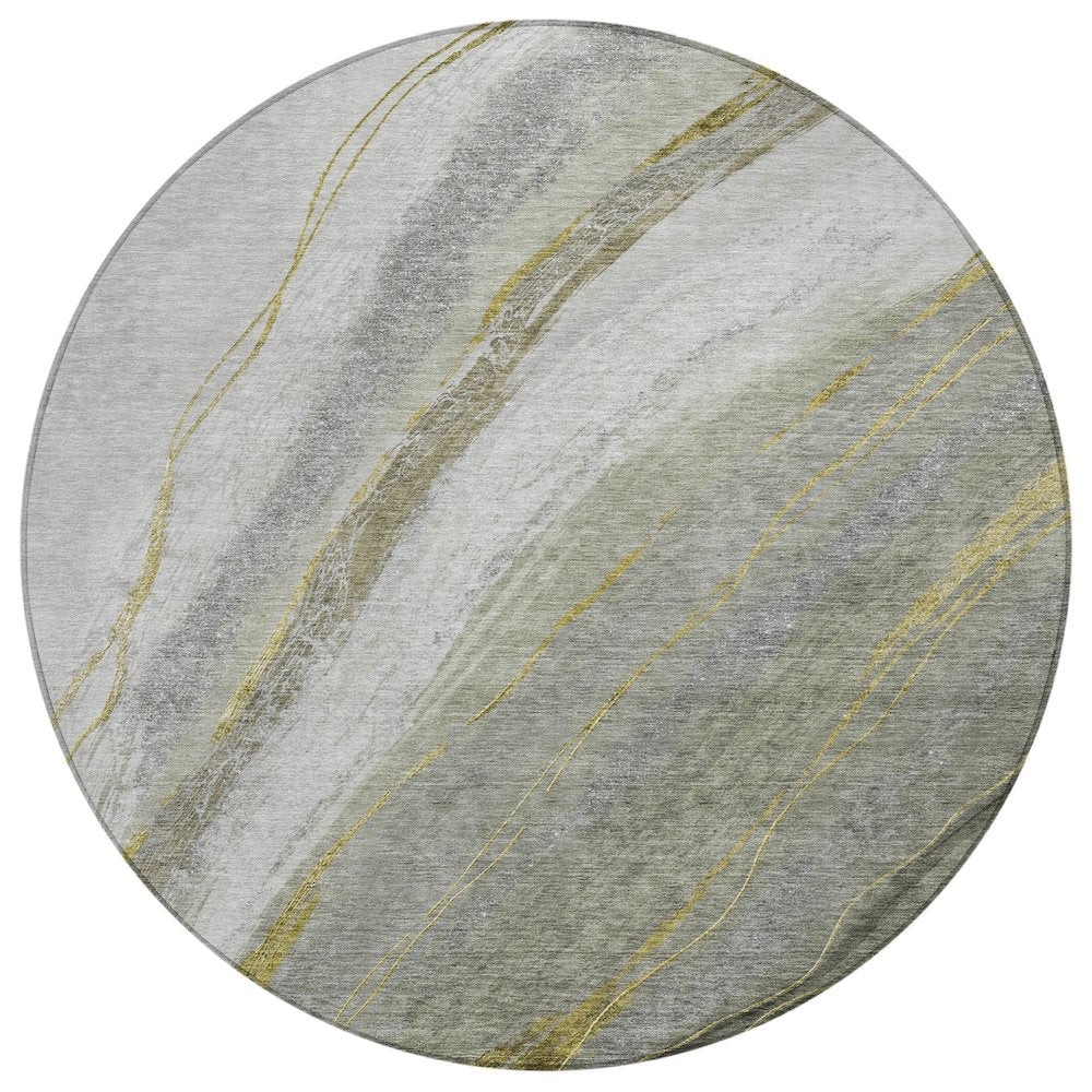 Machine Washable Indoor/Outdoor Chantille ACN2036 Aloe 8 x 8 Round Rug