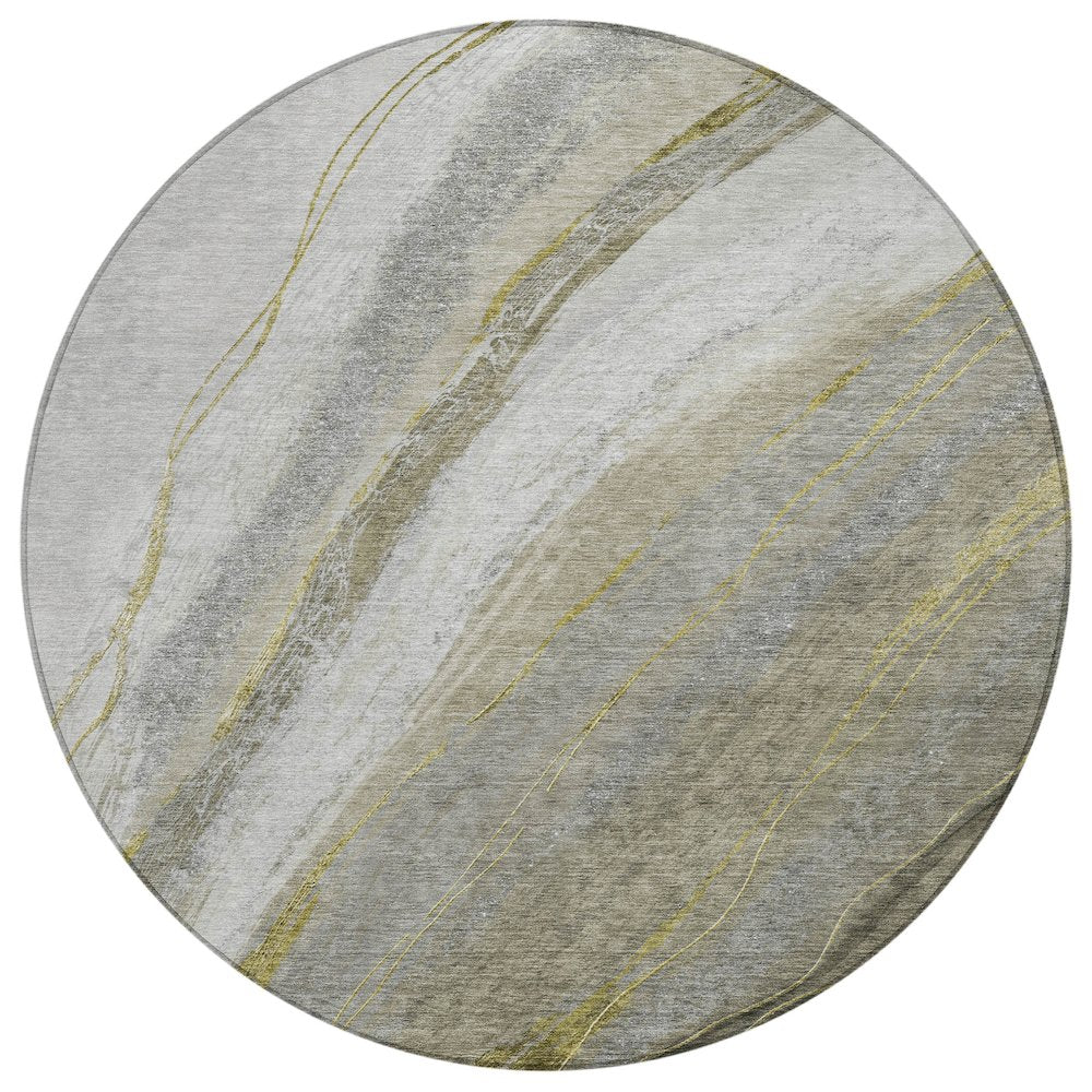Machine Washable Indoor/Outdoor Chantille ACN2036 Pewter 8 x 8 Round Rug