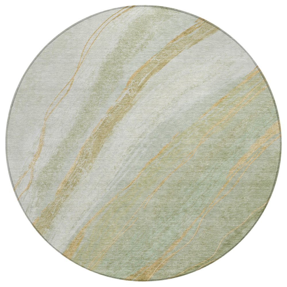 Machine Washable Indoor/Outdoor Chantille ACN2036 Sage 8 x 8 Round Rug