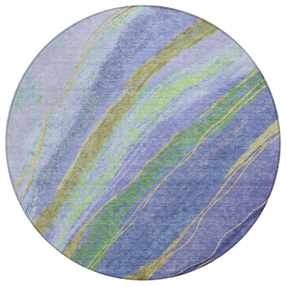 Machine Washable Indoor/Outdoor Chantille ACN2037 Purple 8 x 8 Round Rug