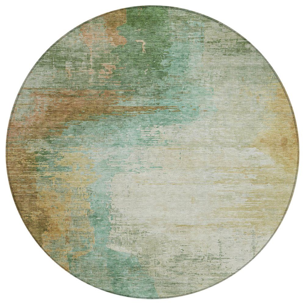 Machine Washable Indoor/Outdoor Chantille ACN2041 Aloe 8 x 8 Round Rug