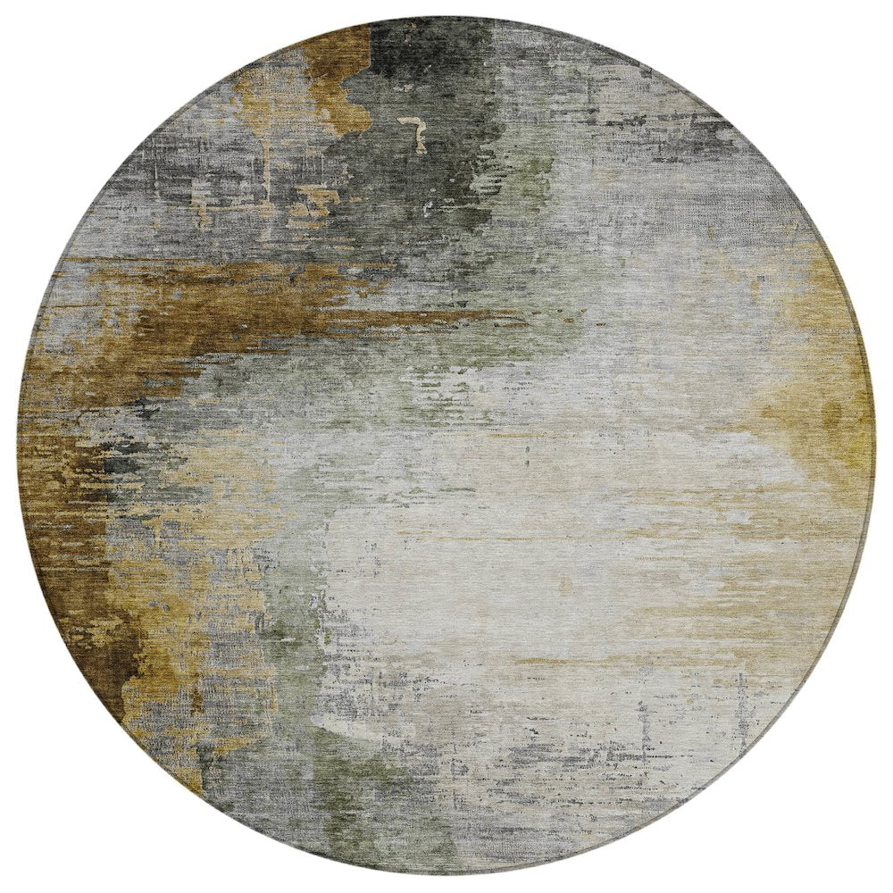 Machine Washable Indoor/Outdoor Chantille ACN2041 Chocolate 8 x 8 Round Rug