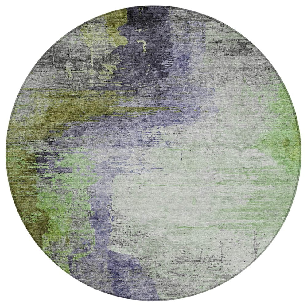 Machine Washable Indoor/Outdoor Chantille ACN2041 Plum 8 x 8 Round Rug