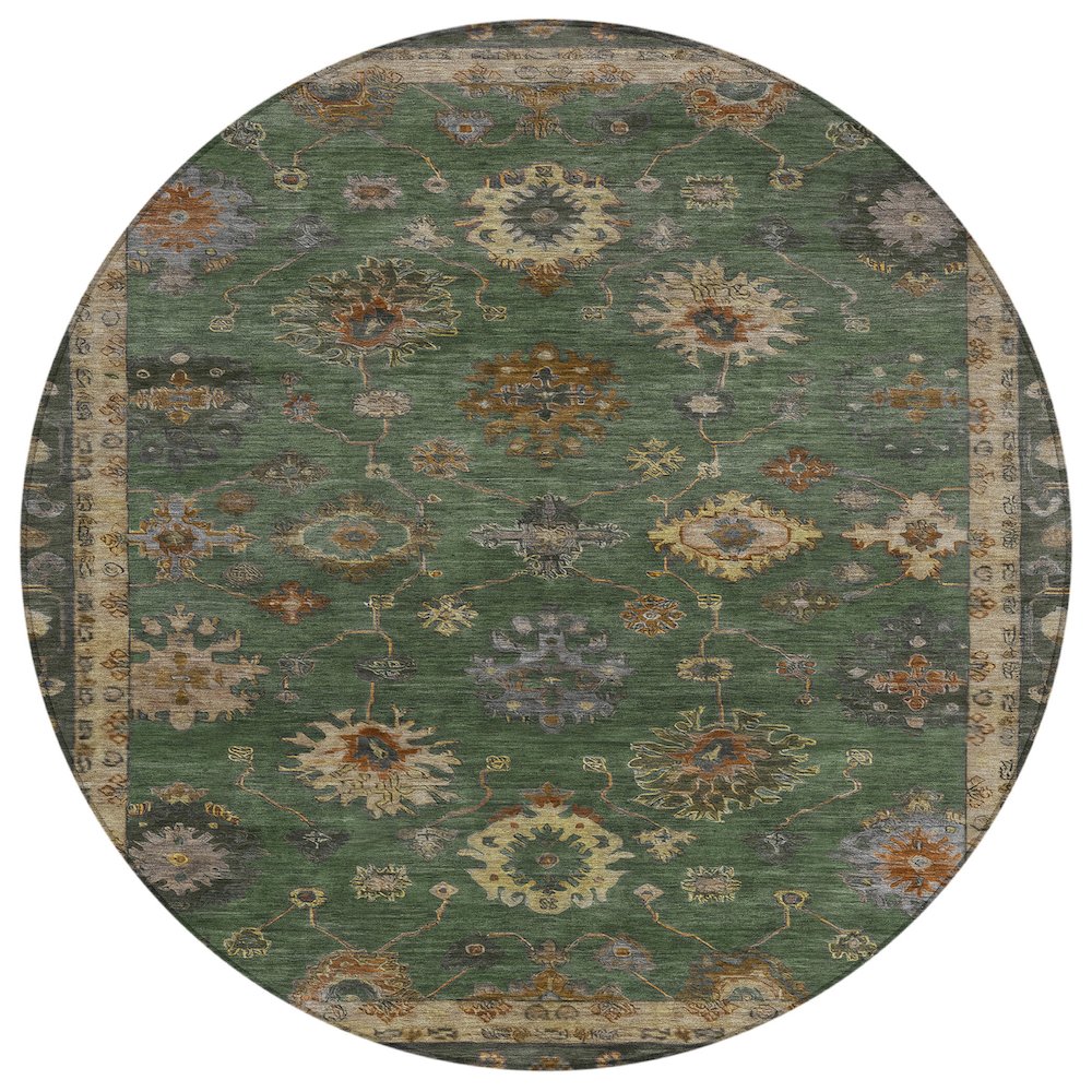 Machine Washable Indoor/Outdoor Chantille ACN2045 Fern 8 x 8 Round Rug
