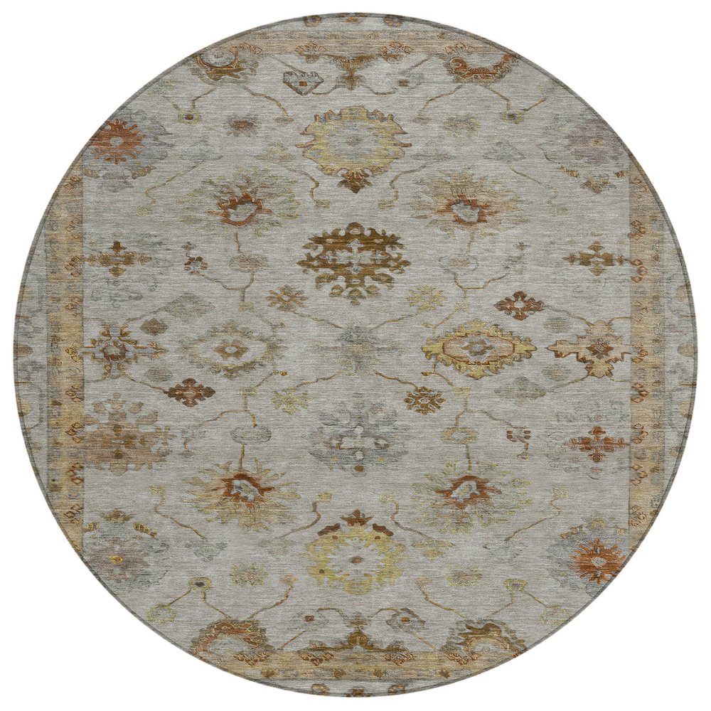 Machine Washable Indoor/Outdoor Chantille ACN2045 Taupe 8 x 8 Round Rug