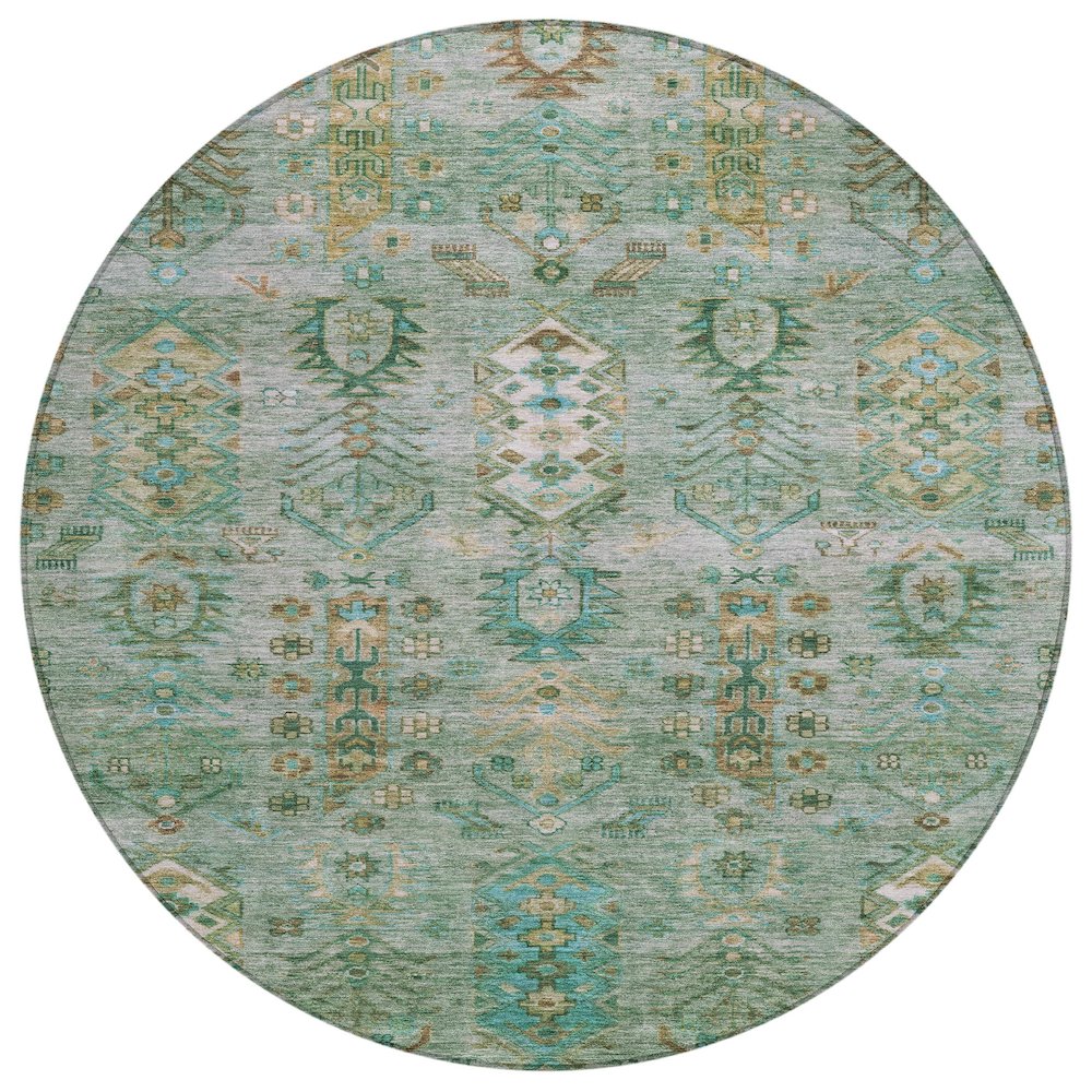Machine Washable Indoor/Outdoor Chantille ACN2047 Sage 8 x 8 Round Rug