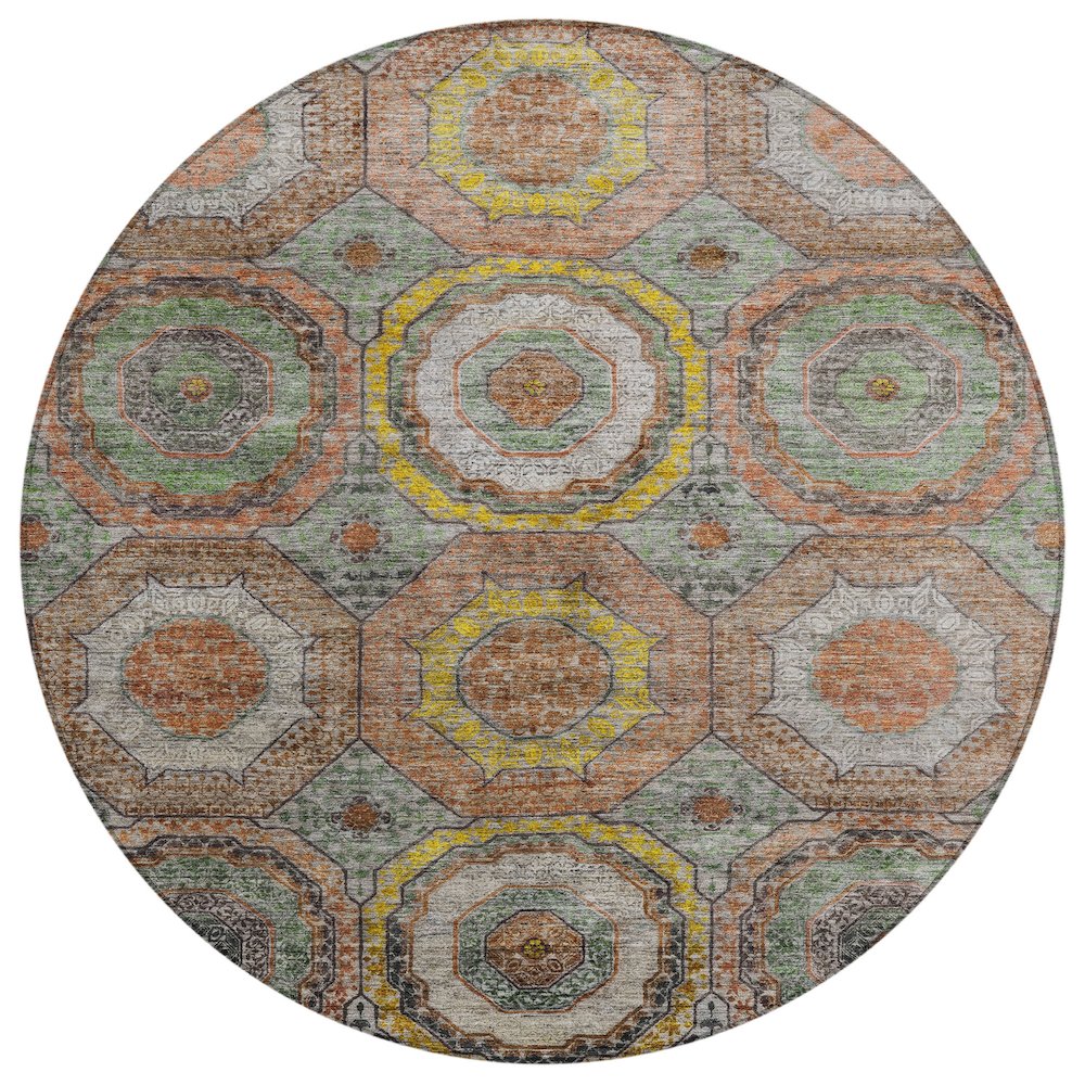 Machine Washable Indoor/Outdoor Chantille ACN2050 Sage 8 x 8 Round Rug