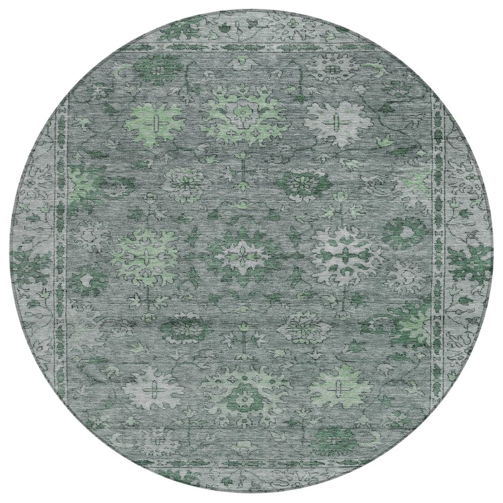 Machine Washable Indoor/Outdoor Chantille ACN2051 Aloe 8 x 8 Round Rug