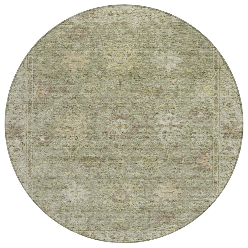 Machine Washable Indoor/Outdoor Chantille ACN2051 Sage 8 x 8 Round Rug
