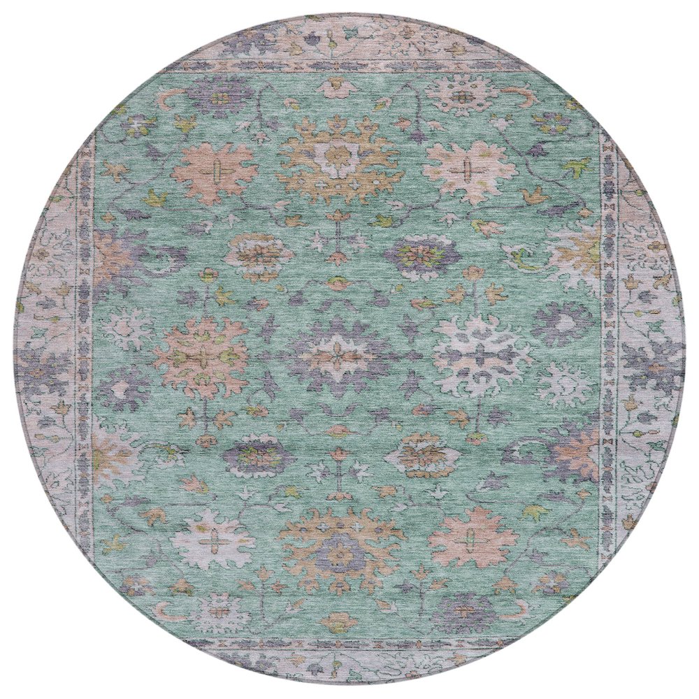 Machine Washable Indoor/Outdoor Chantille ACN2052 Mint 8 x 8 Round Rug