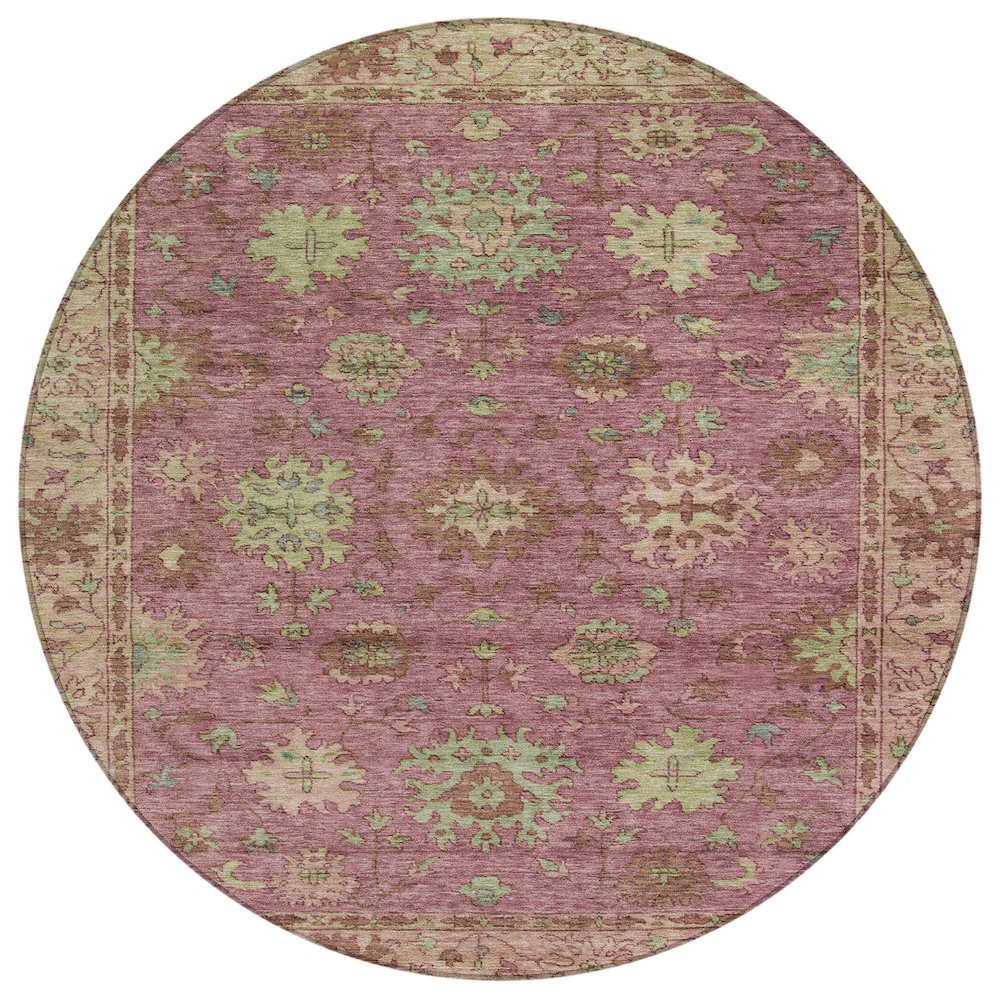 Machine Washable Indoor/Outdoor Chantille ACN2052 Pink 8 x 8 Round Rug