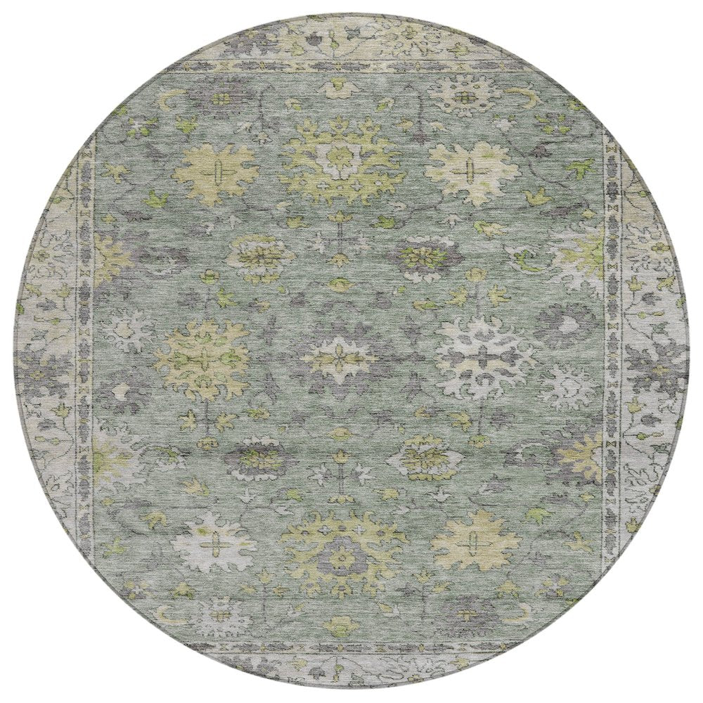 Machine Washable Indoor/Outdoor Chantille ACN2052 Sage 8 x 8 Round Rug