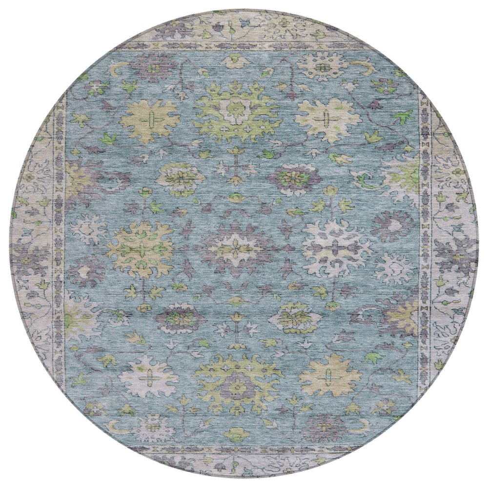 Machine Washable Indoor/Outdoor Chantille ACN2052 Seafoam 8 x 8 Round Rug