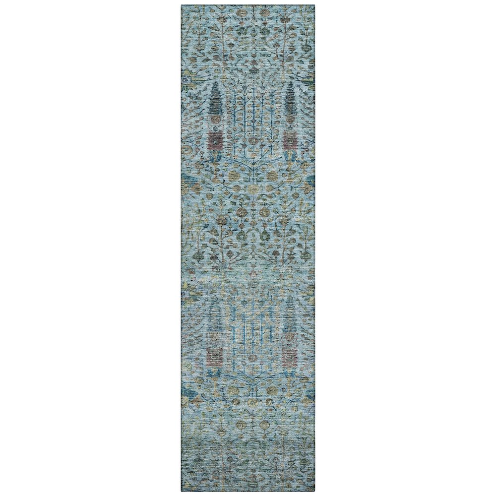 Machine Washable Indoor/Outdoor Chantille ACN2053 Teal 23 x 76 Runner Rug